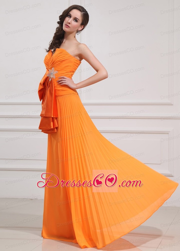 Beading Chiffon Long Empire Orange Prom Dress