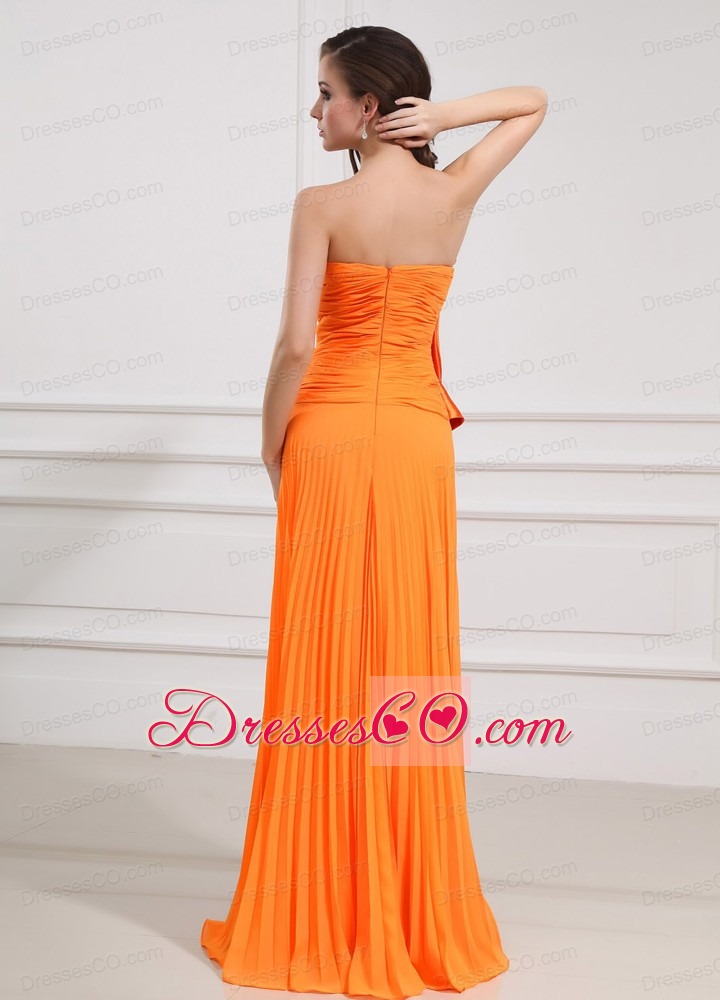 Beading Chiffon Long Empire Orange Prom Dress