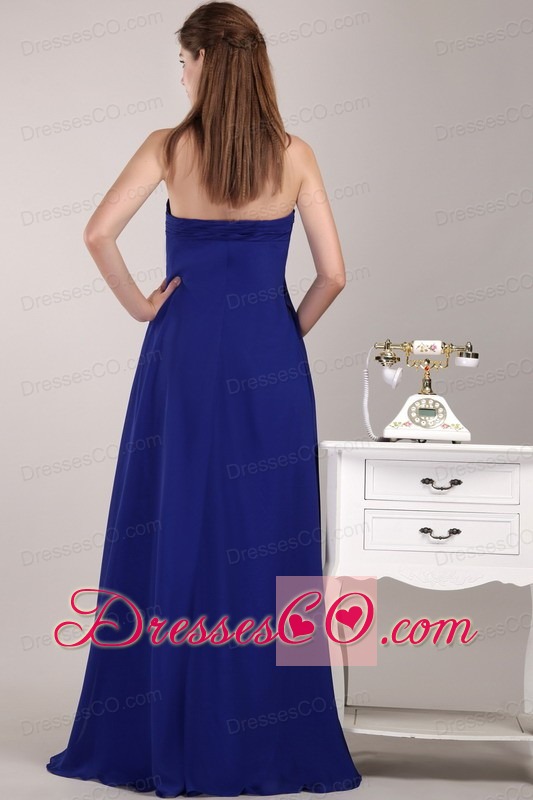 Royal Blue Empire Strapless Long Chiffon Beading Prom / Evening Dress