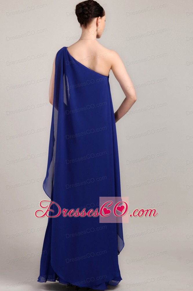 Blue Column / Sheath One Shoulder Long Chiffon Prom / Celebrity Dress