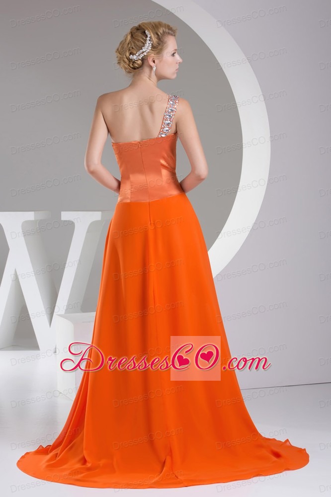 Beaded Decorate Shoulder Exclusive Long Empire Prom Dress