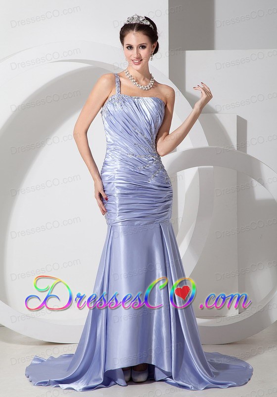Customize Lilac Prom Dress Column One Shoulder