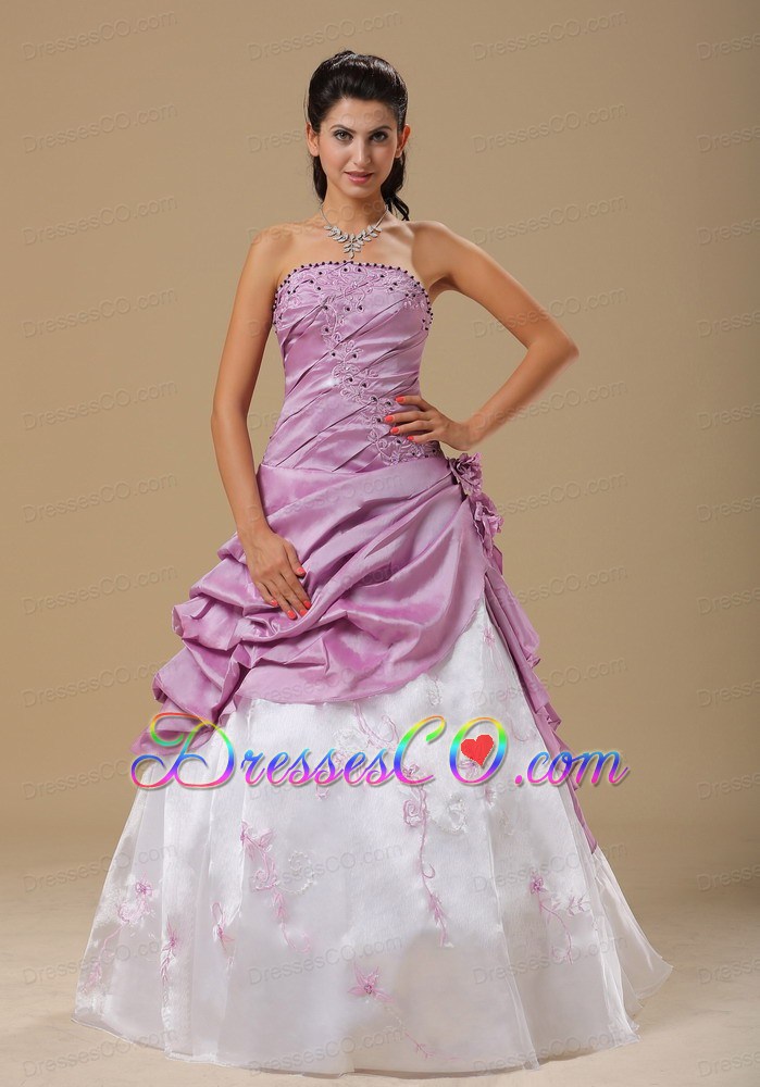 Embroidery Ruched and Hand Made Flowers For Dama Dress Quinceanera In Frankfort Custom Made