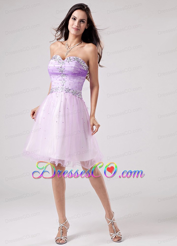 Beautiful Lavender Prom Cocktail Dress Beaded Decorate Bust Mini-length In 2013