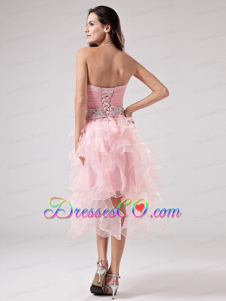 Lovely Baby Pink Prom Dress With Beaded Decorate and Ruch Ruffles Organza In 2013