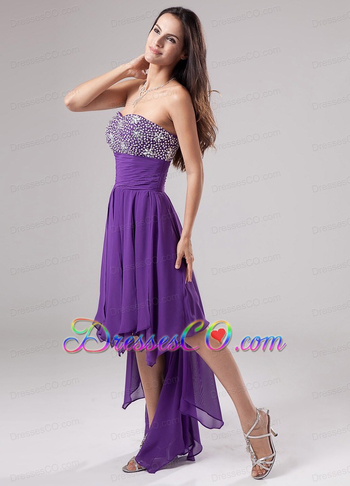 Lovely Purple Prom Dress Strapless Beaded Decorate and Ruching In 2013