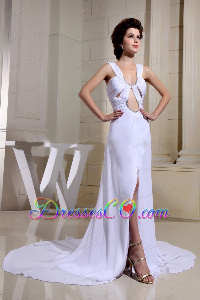 Sexy With Prom Dress With Ruched Bodice and High Slit