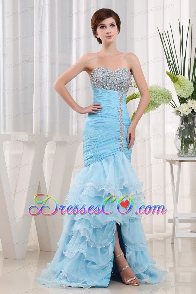 Beautiful Baby Blue Ruffled Layers Prom Dress For Party