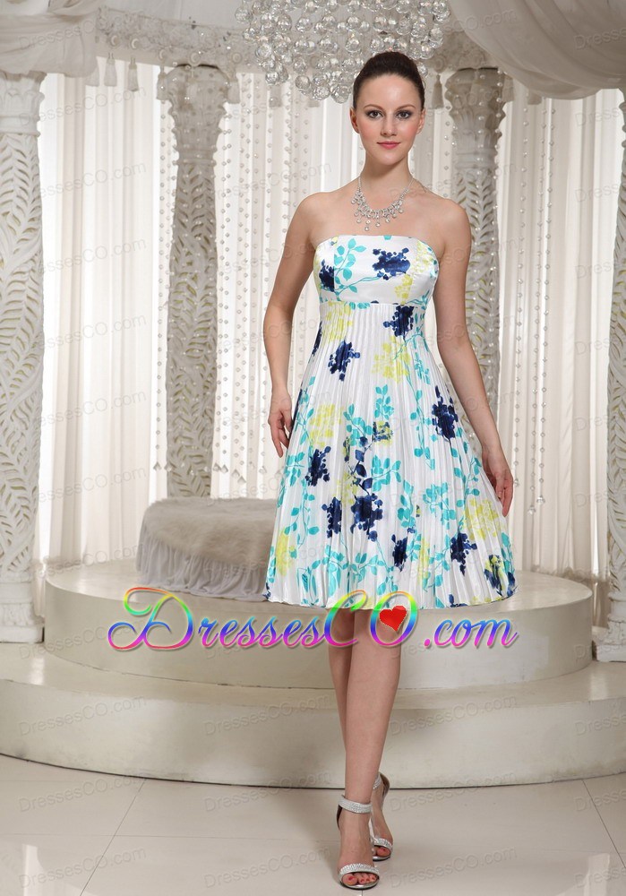 Elegant Prom Dress With Printing Strapless Neckline Knee-length