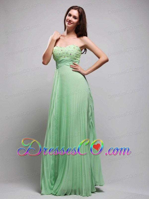 Apple Green Column Long Chiffon Beading Prom / Evening Dress