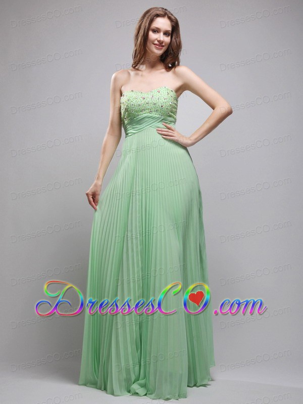 Apple Green Column Long Chiffon Beading Prom / Evening Dress