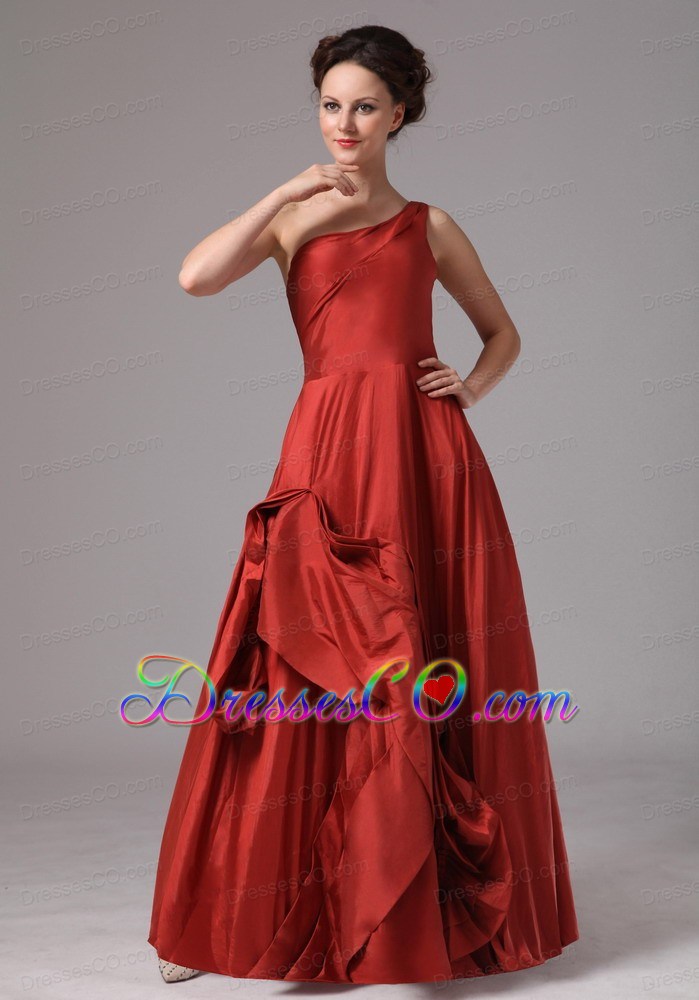 Unique One Shoulder Taffeta Prom Dress For Custom Made