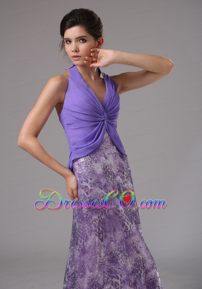 Lilac Custom Made Halter Ruched Bodice For Rrom Dress