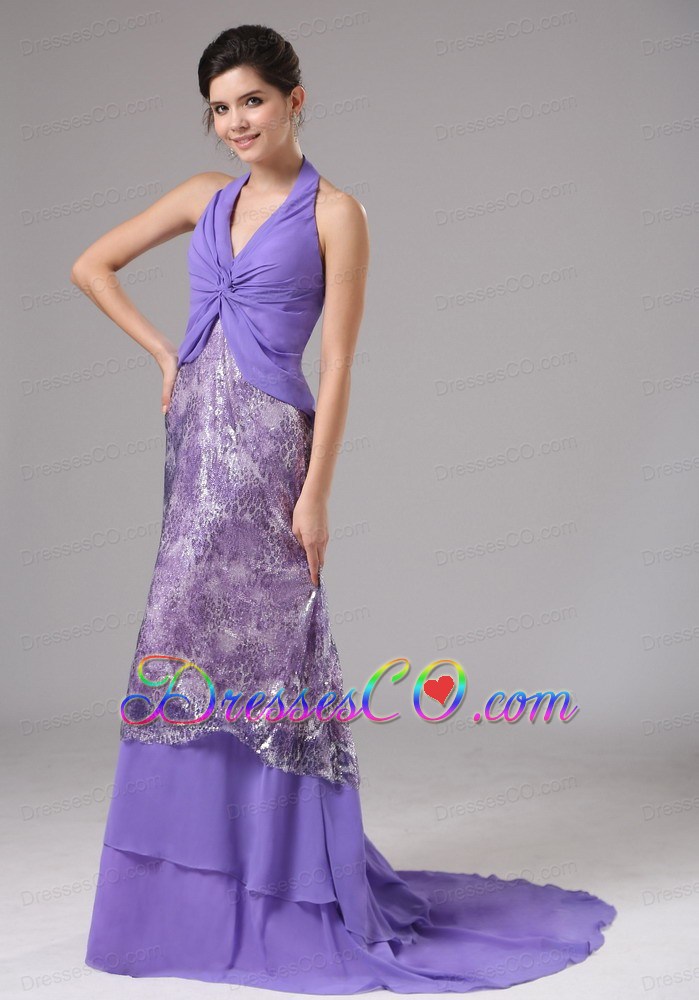 Lilac Custom Made Halter Ruched Bodice For Rrom Dress