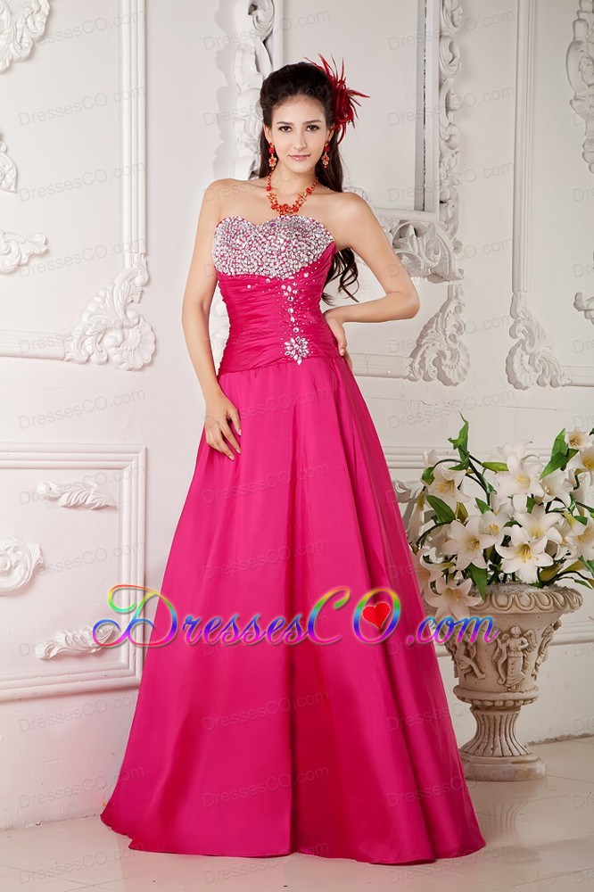 Hot Pink Mermaid Ankle-length Organza Beading Prom / Evening Dress