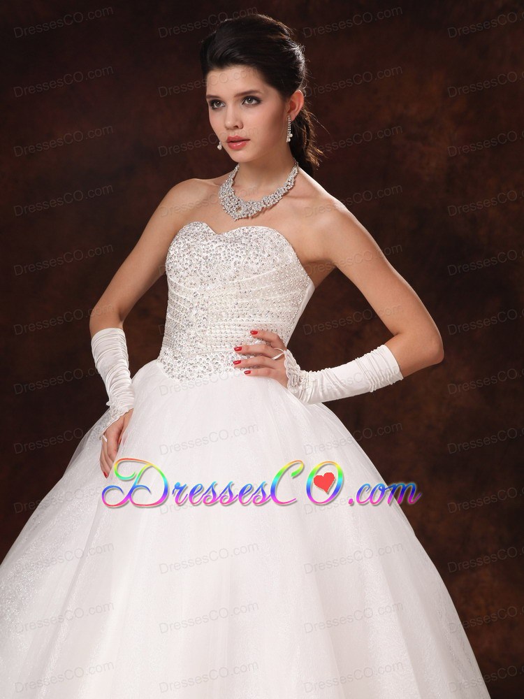 Ball Gown Beaded Organza Custom Made Long Wedding Dress For 2013
