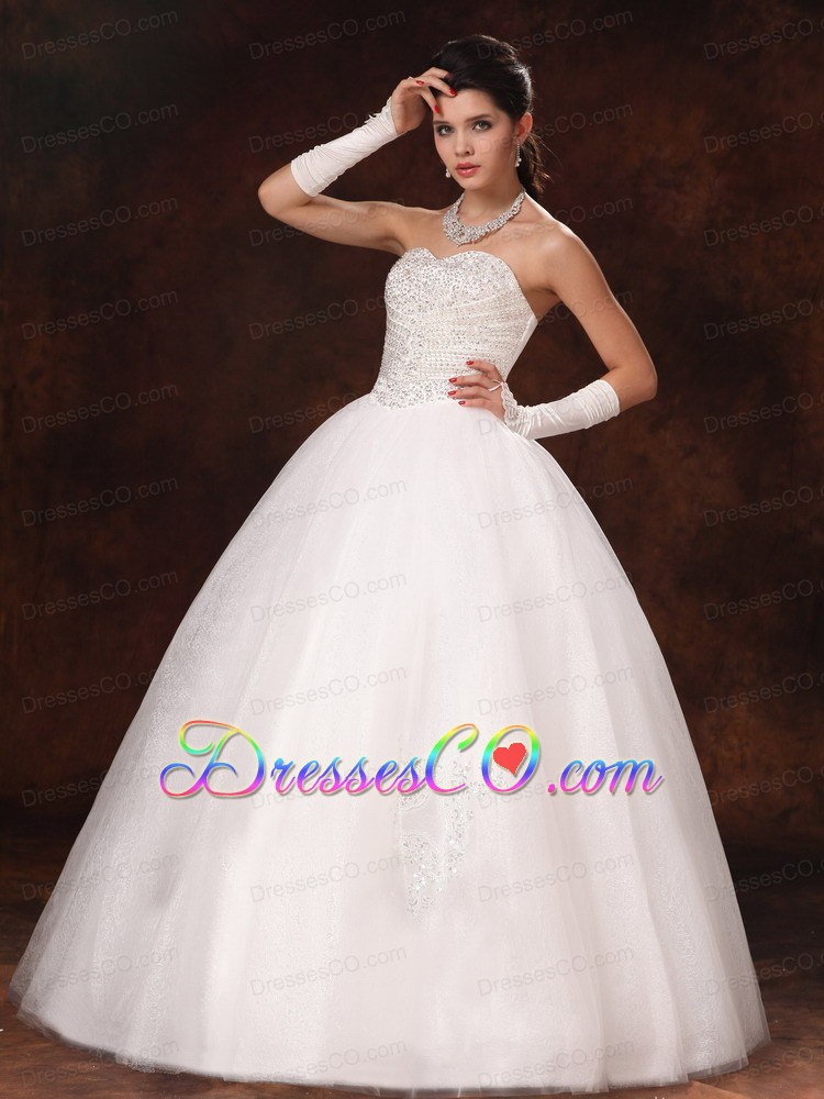 Ball Gown Beaded Organza Custom Made Long Wedding Dress For 2013