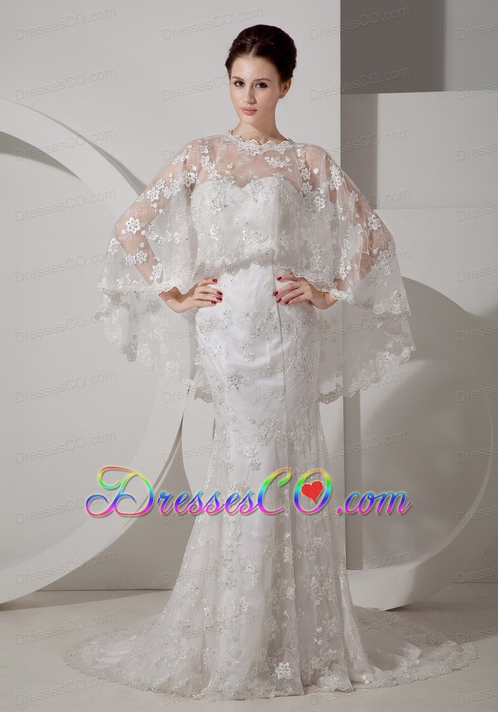 Romantic Mermaid Court Train Lace Wedding Dress
