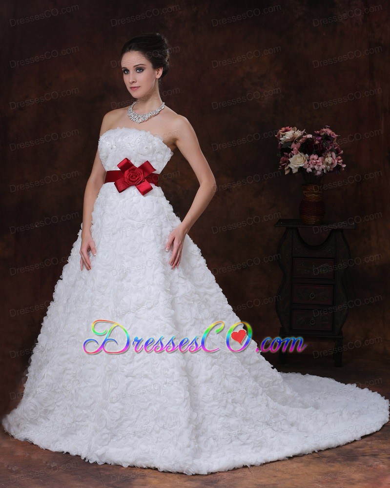 Rolling Flower Sashes/Ribbons Exquisite A-Line Wedding Dress