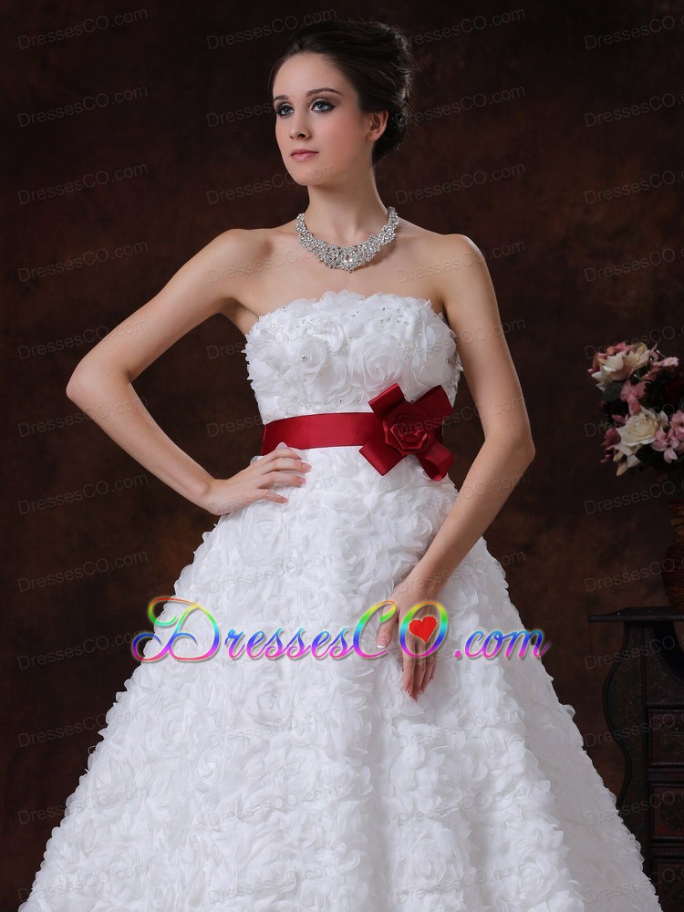 Rolling Flower Sashes/Ribbons Exquisite A-Line Wedding Dress