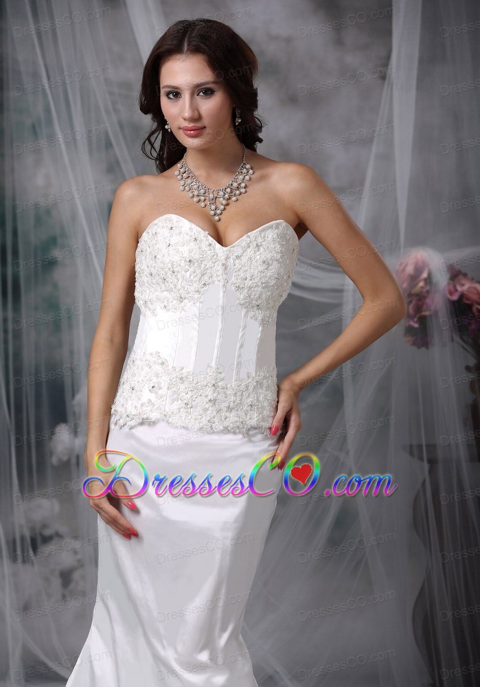 Sweet Mermaid Brush Train Taffeta Lace Wedding Dress