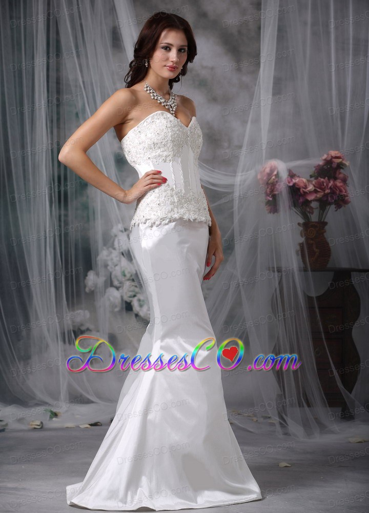Sweet Mermaid Brush Train Taffeta Lace Wedding Dress