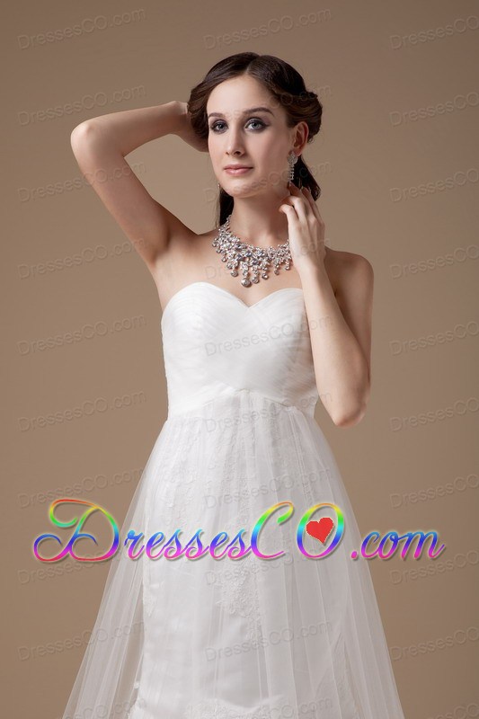Popular A-line Brush TrainTulle Lace Wedding Dress