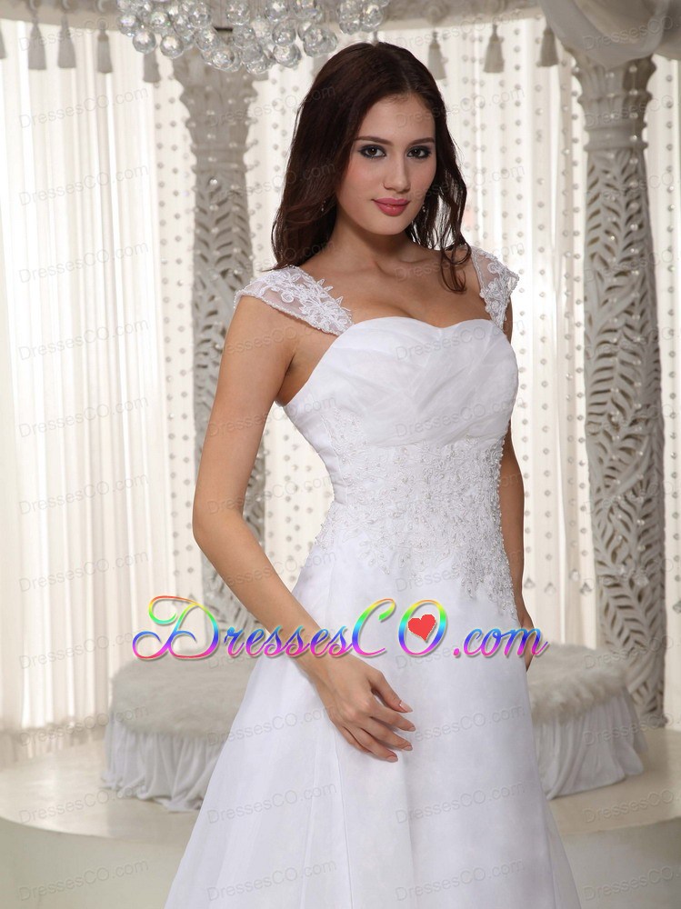 Gorgeous A-line Straps Court Train Lace Ruching  Wedding Dress