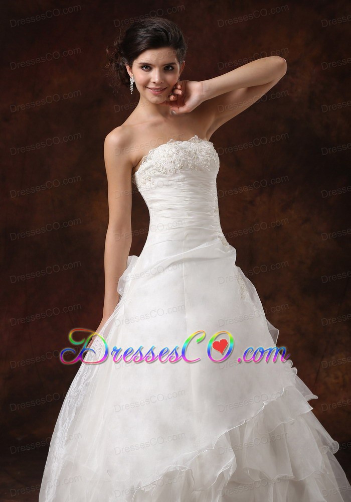 Ruffles Layered and Lace Decorate Bust For Wedding Dress