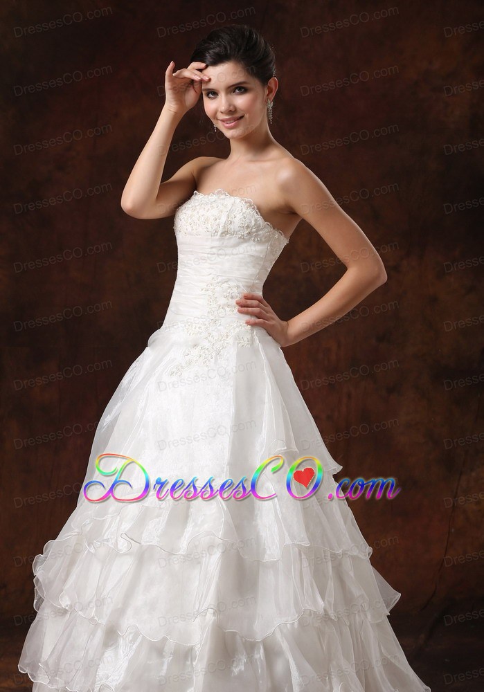 Ruffles Layered and Lace Decorate Bust For Wedding Dress