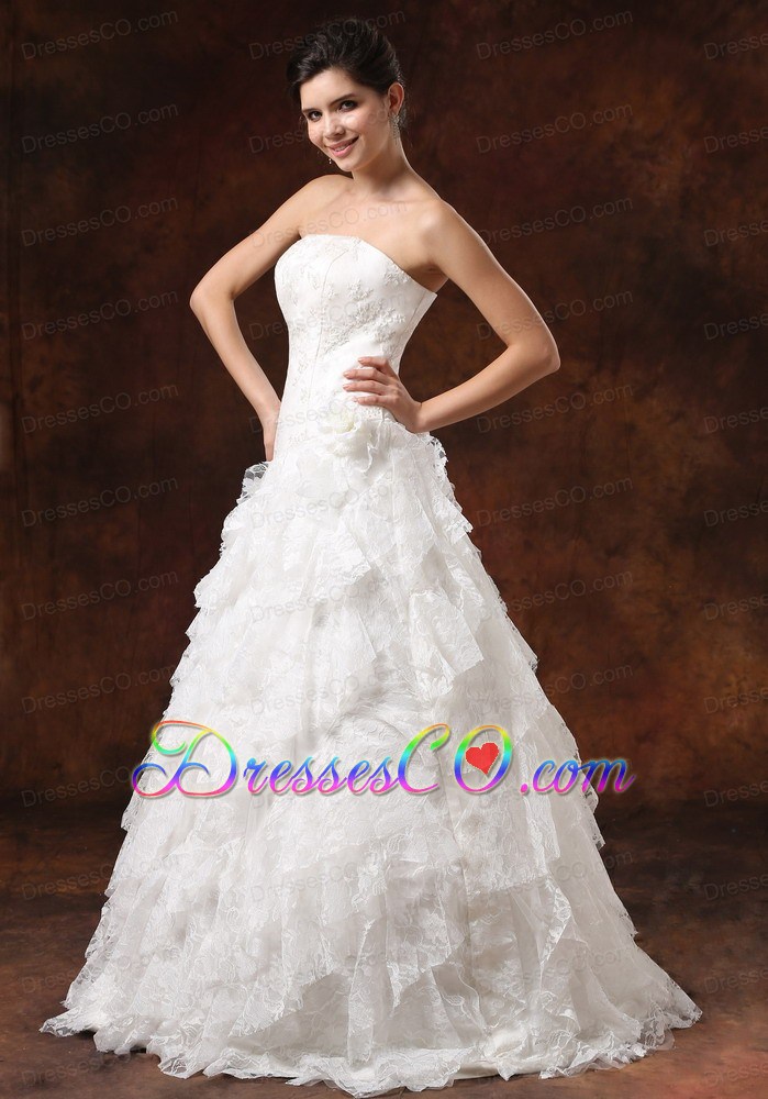 Ruffles Embroidery Decorate Bodice For Wedding Dress Custom Made