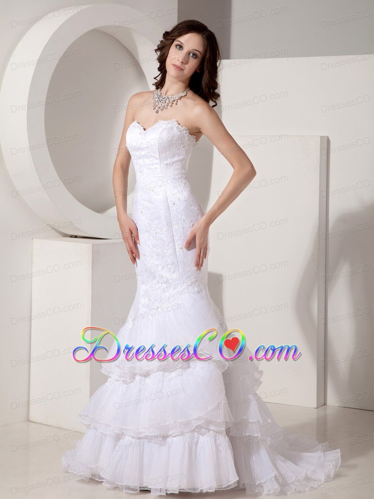 Romantic Mermaid / Trumpet Brush / Sweep Organza Wedding Dress