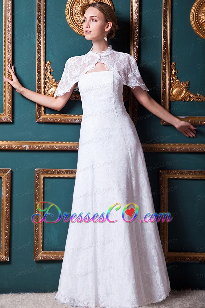Beauty Column Strapless Long Lace Wedding Dress