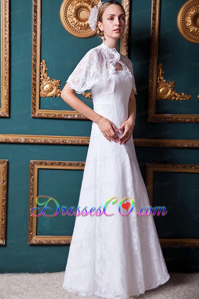 Beauty Column Strapless Long Lace Wedding Dress