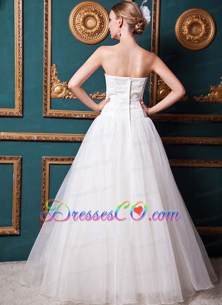 Exquisite A-line Brush Train Organza and Taffeta Wedding Dress