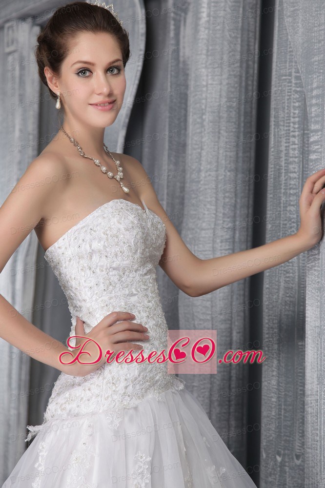 Elegant A-Line/Princess Court Train Organza Wedding Dress