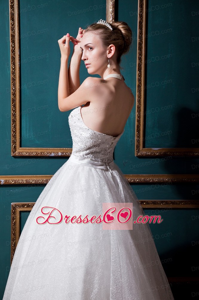 Elegant Ball Gown Long Satin And Tulle Beading Wedding Dress