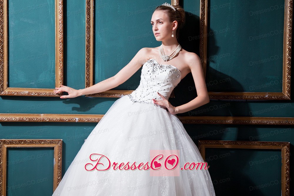 Ball Gown Long Tulle Beading Wedding Dress