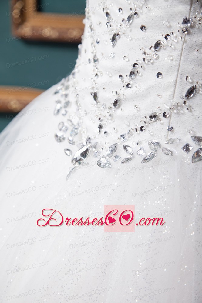 Ball Gown Long Tulle Beading Wedding Dress
