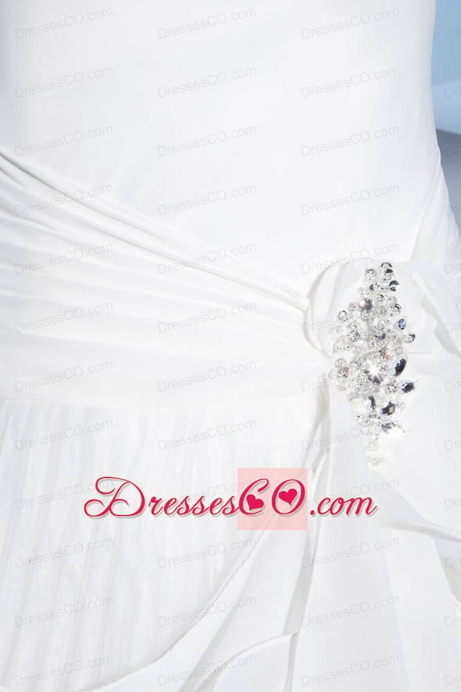Pleats Strapless Ball Gown Beading Court Train Wedding Dress
