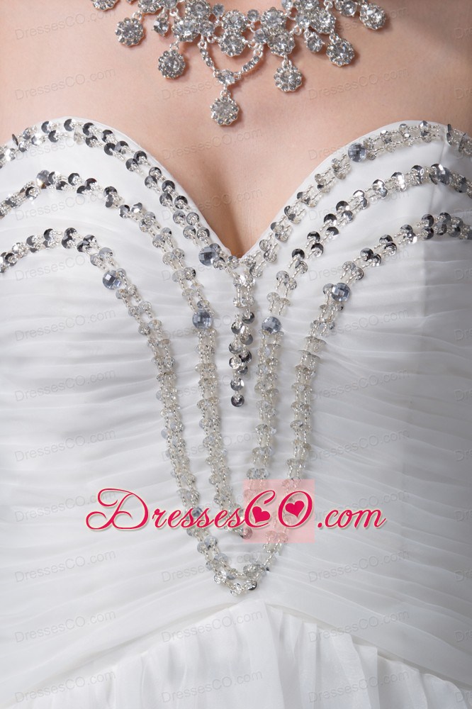 Ruching Beading A-line Wedding Dress
