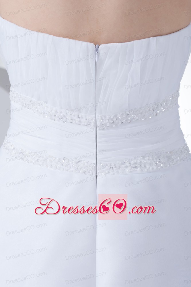 A-line Strapless Ruffles Organza Wedding Dress