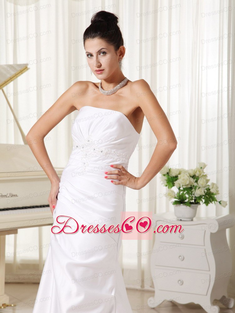 Appliques Strapless Custom Made Column Strapless Ivory Skirt For Wedding Dress