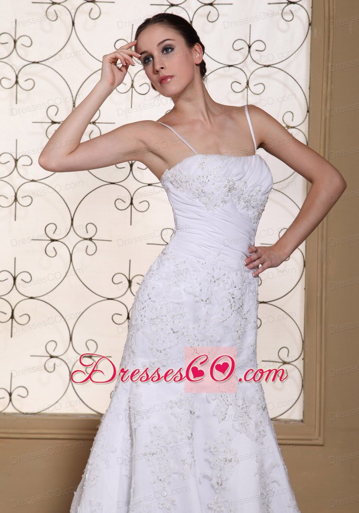 Spaghetti Straps Mermaid Wedding Dress For Lace With Beading Decorate Bodice