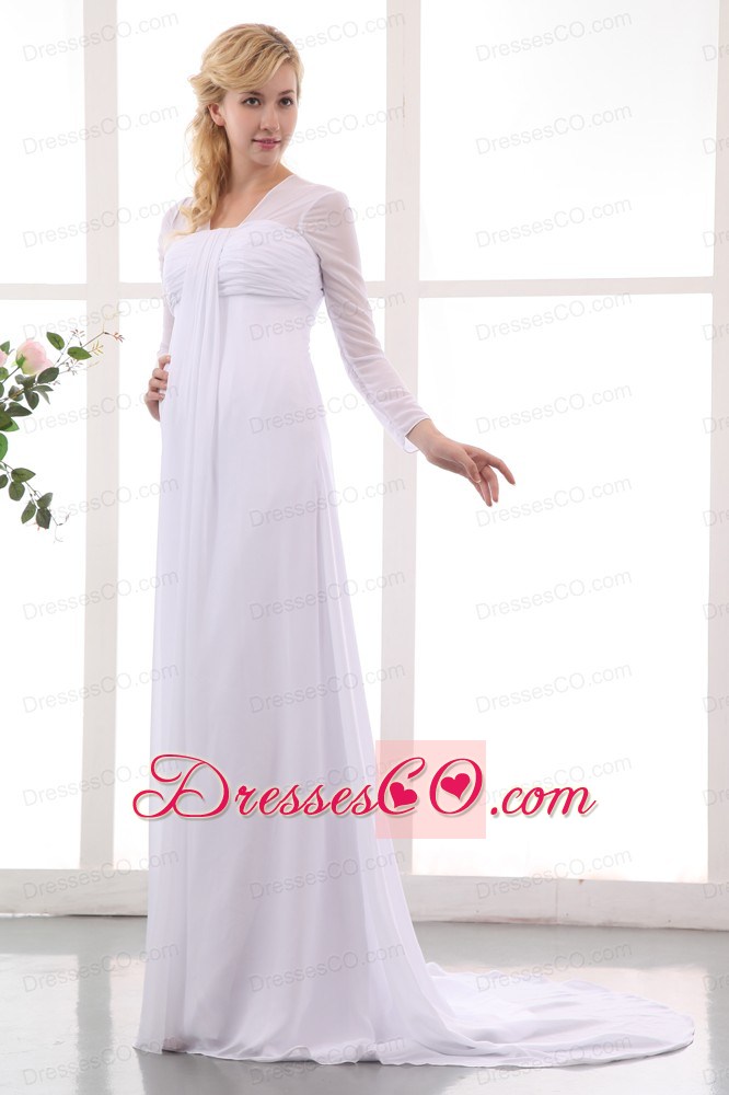 Formal Empire Square Court Train Chiffon Ruched Maternity Dress