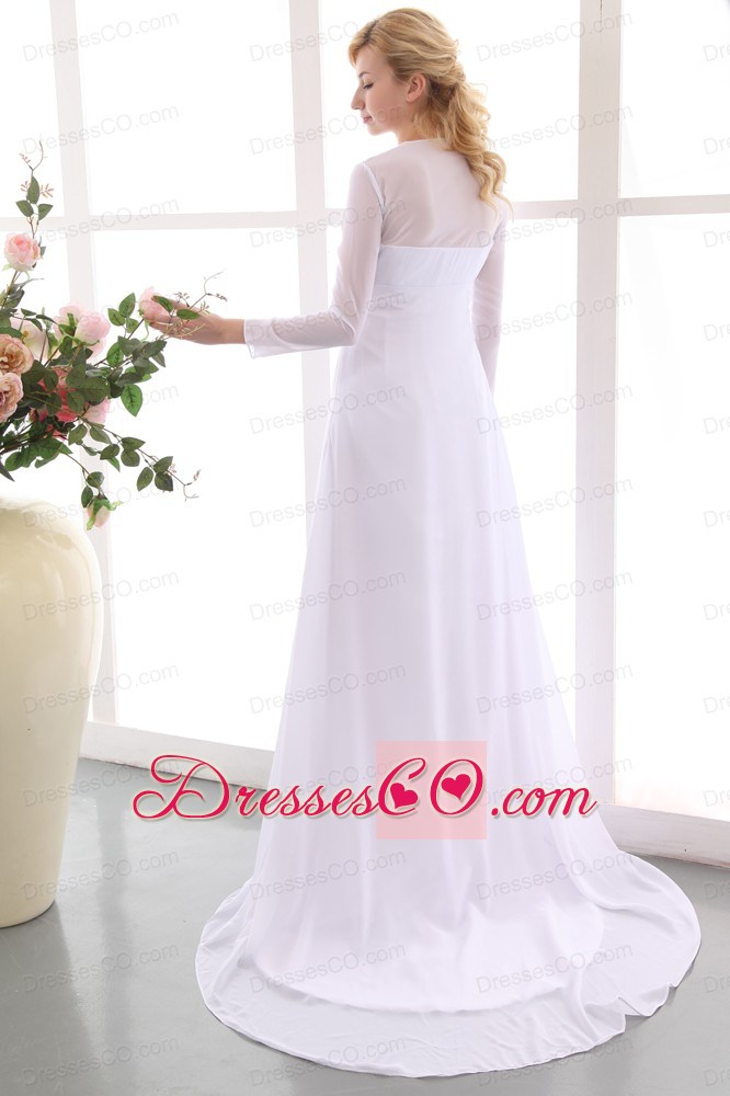 Formal Empire Square Court Train Chiffon Ruched Maternity Dress