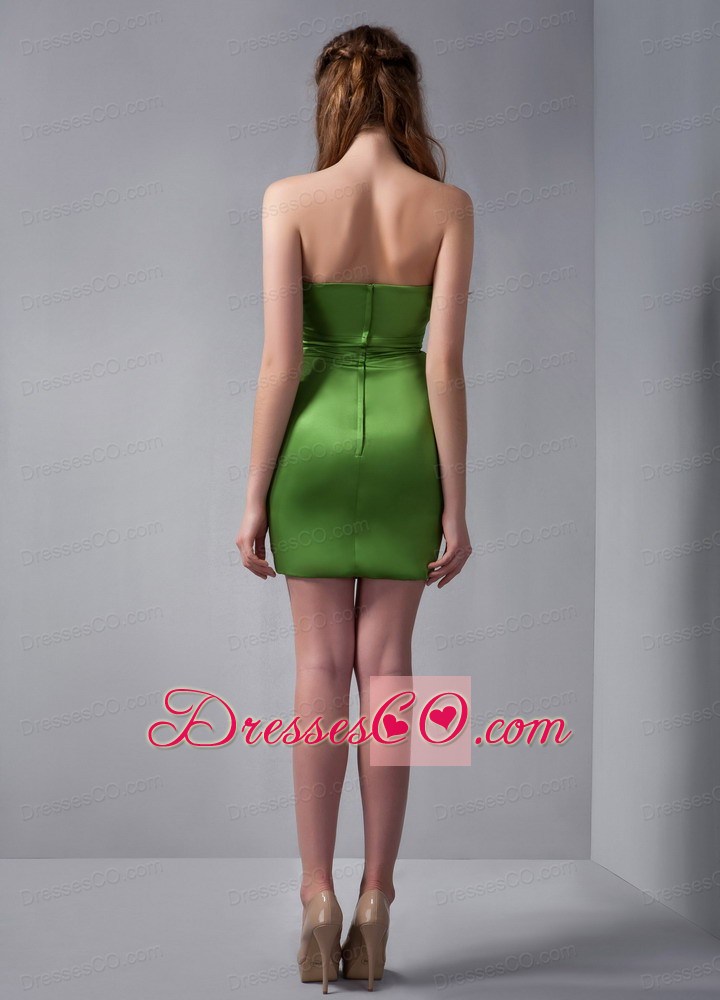 Spring Green Column Mini-length Taffeta Beading Nightclub Dress