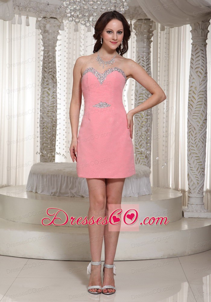 Watermelon Column Sequin Homecoming Dress For Formal With Beaded Decorate