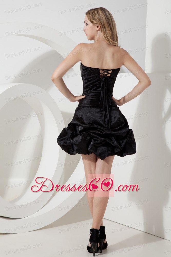 Black A-line / Princess Sequins Little Black Dress Mini-length Taffeta