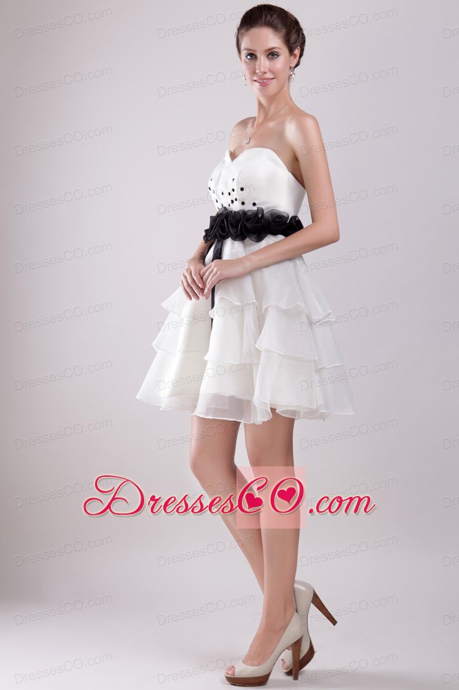 White A-line / Princess Mini-length Organza Ruffles Prom Dress